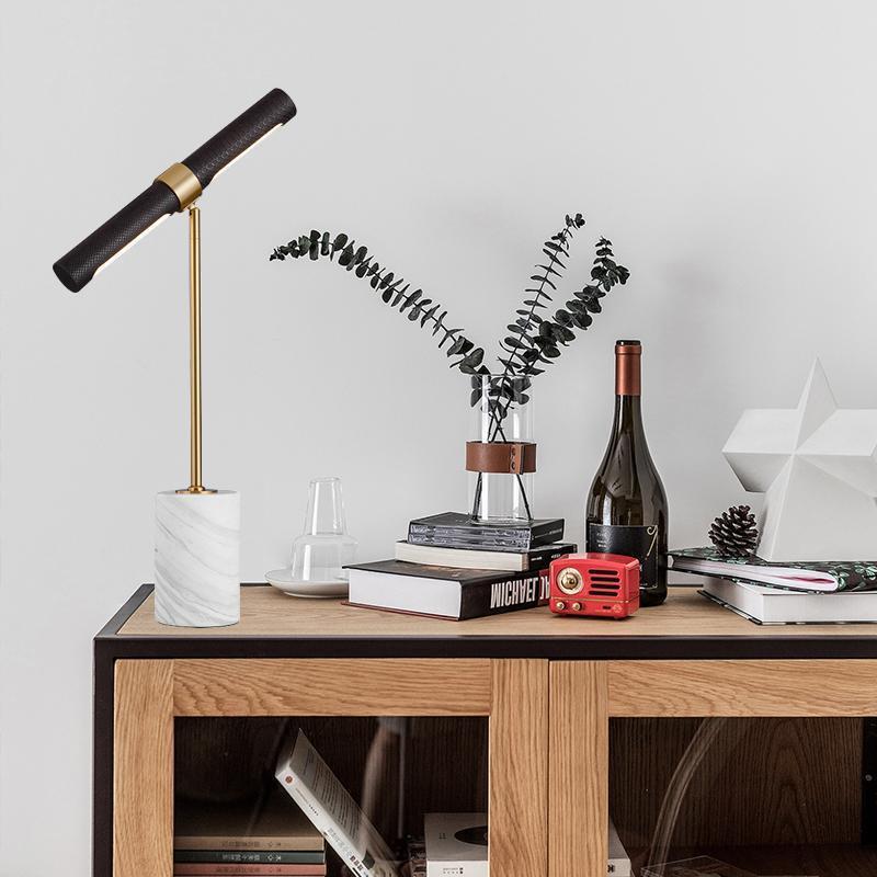 Desk Lamp - Dekorative Tischlampe, Designer-Licht Luxuriöse Leder-Marmor Schreibtischlampe