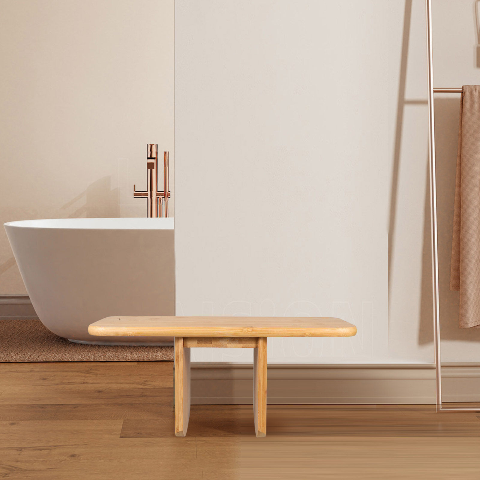 Office Stool - Bambushocker Tragbarer Multifunktionsstuhl Kompakte Holzbank für