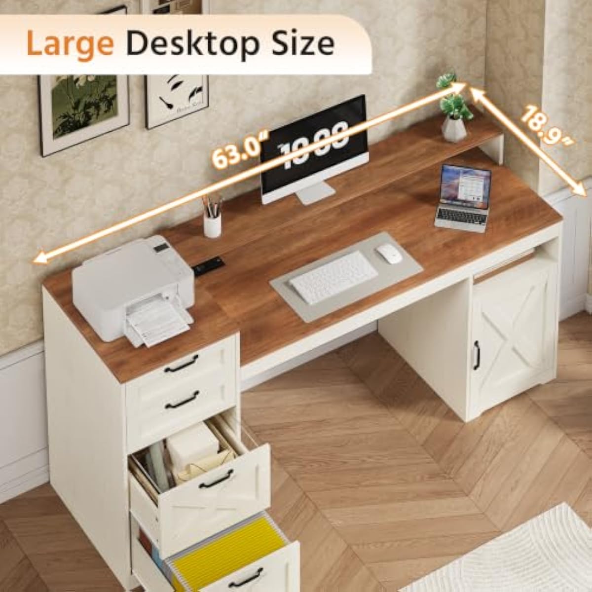 63 Zoll großer, rustikal weiße – Printer Stand Bewertung und Preis